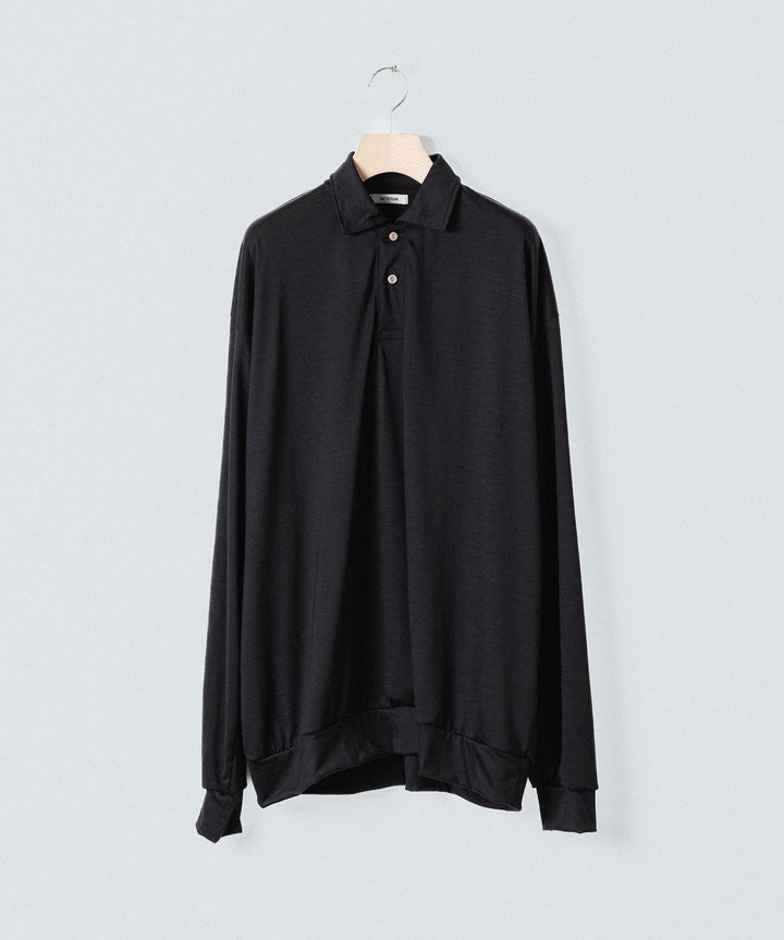 INTÉRIM(インテリム)のHYPER BIG EXTRA FINE MERINO WOOL JERSEY LONG POLO SHIRT - BLACKの公式通販サイトsession福岡セレクトショップ