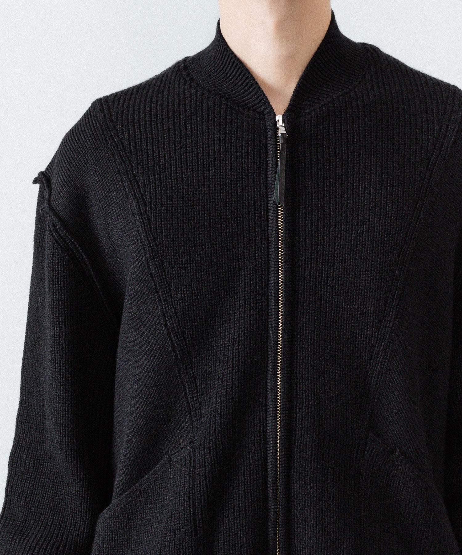 ANTHEM A アンセムエー BULKY WOOL KNIT ZIP BLOUSONのBLACK 公式通販サイトsession福岡セレクトショップ
