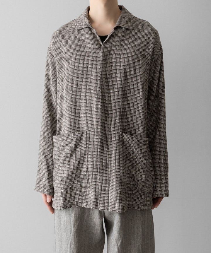 【INTÉRIM】   HYPER BIG VIRGIN WOOL LINEN BROWN MIX SHIRT JACKET - MIX