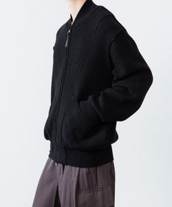 ANTHEM A / アンセムエー】BULKY WOOL KNIT ZIP BLOUSON - BLACK