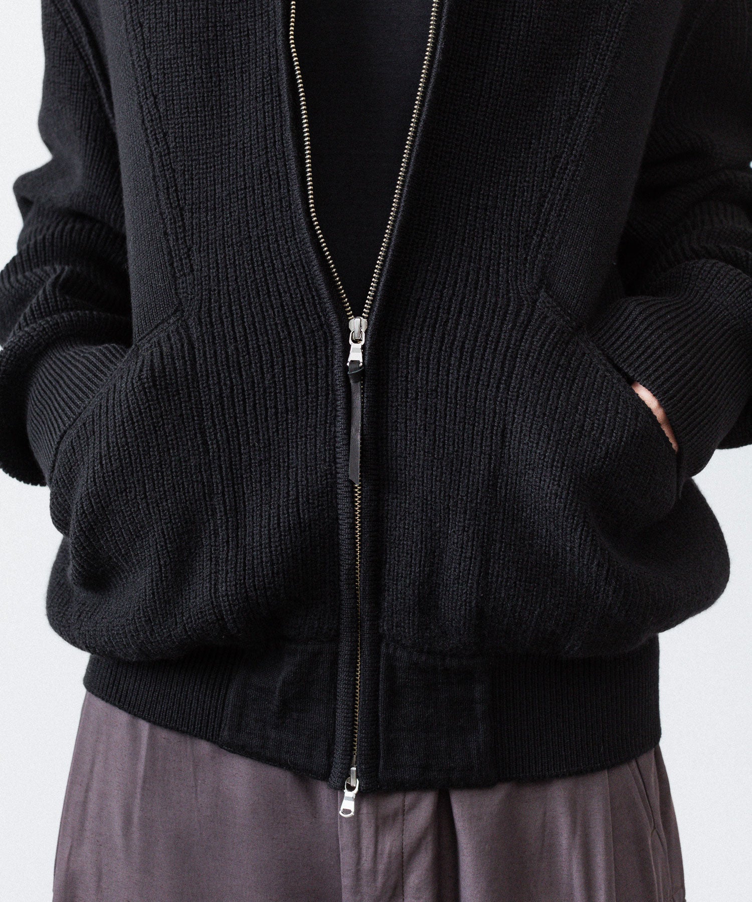ANTHEM A アンセムエー BULKY WOOL KNIT ZIP BLOUSONのBLACK 公式通販サイトsession福岡セレクトショップ