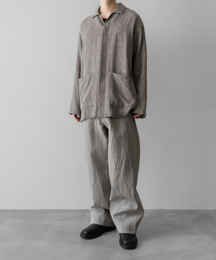 【INTÉRIM】   HYPER BIG VIRGIN WOOL LINEN BROWN MIX SHIRT JACKET - MIX