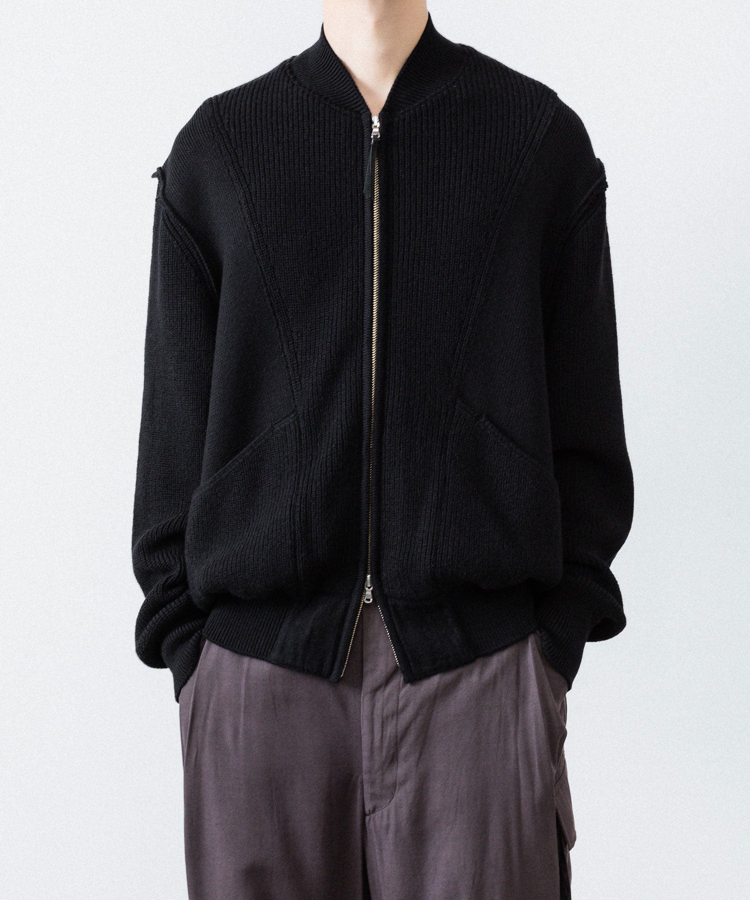 ANTHEM A アンセムエー BULKY WOOL KNIT ZIP BLOUSONのBLACK 公式通販サイトsession福岡セレクトショップ