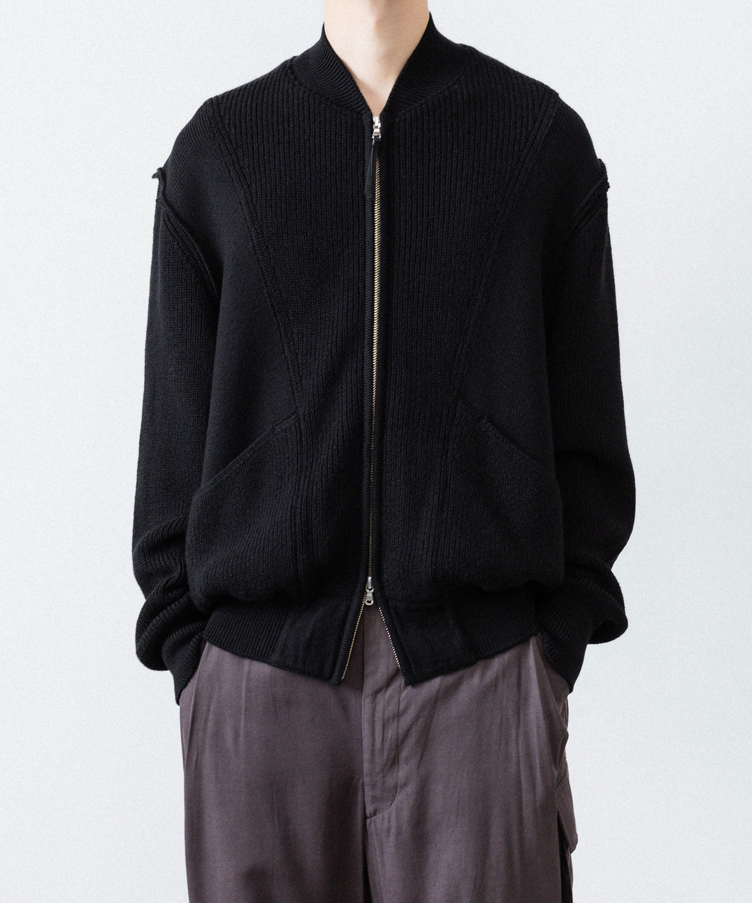ANTHEM A アンセムエー BULKY WOOL KNIT ZIP BLOUSONのBLACK 公式通販サイトsession福岡セレクトショップ