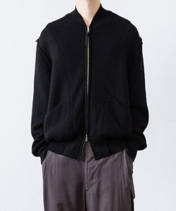 ANTHEM A / アンセムエー】BULKY WOOL KNIT ZIP BLOUSON - BLACK