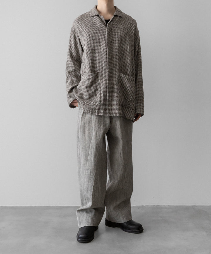 【INTÉRIM】   HYPER BIG VIRGIN WOOL LINEN BROWN MIX SHIRT JACKET - MIX