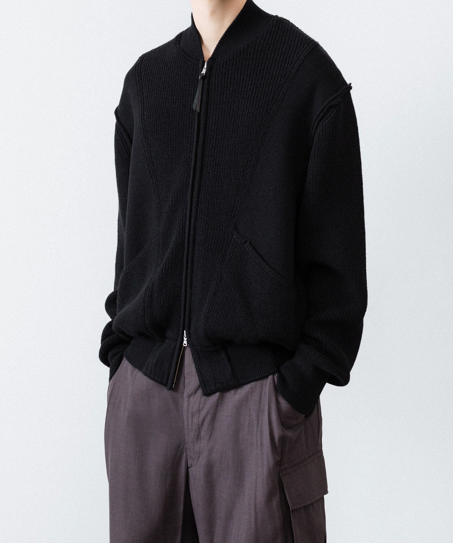 ANTHEM A アンセムエー BULKY WOOL KNIT ZIP BLOUSONのBLACK 公式通販サイトsession福岡セレクトショップ