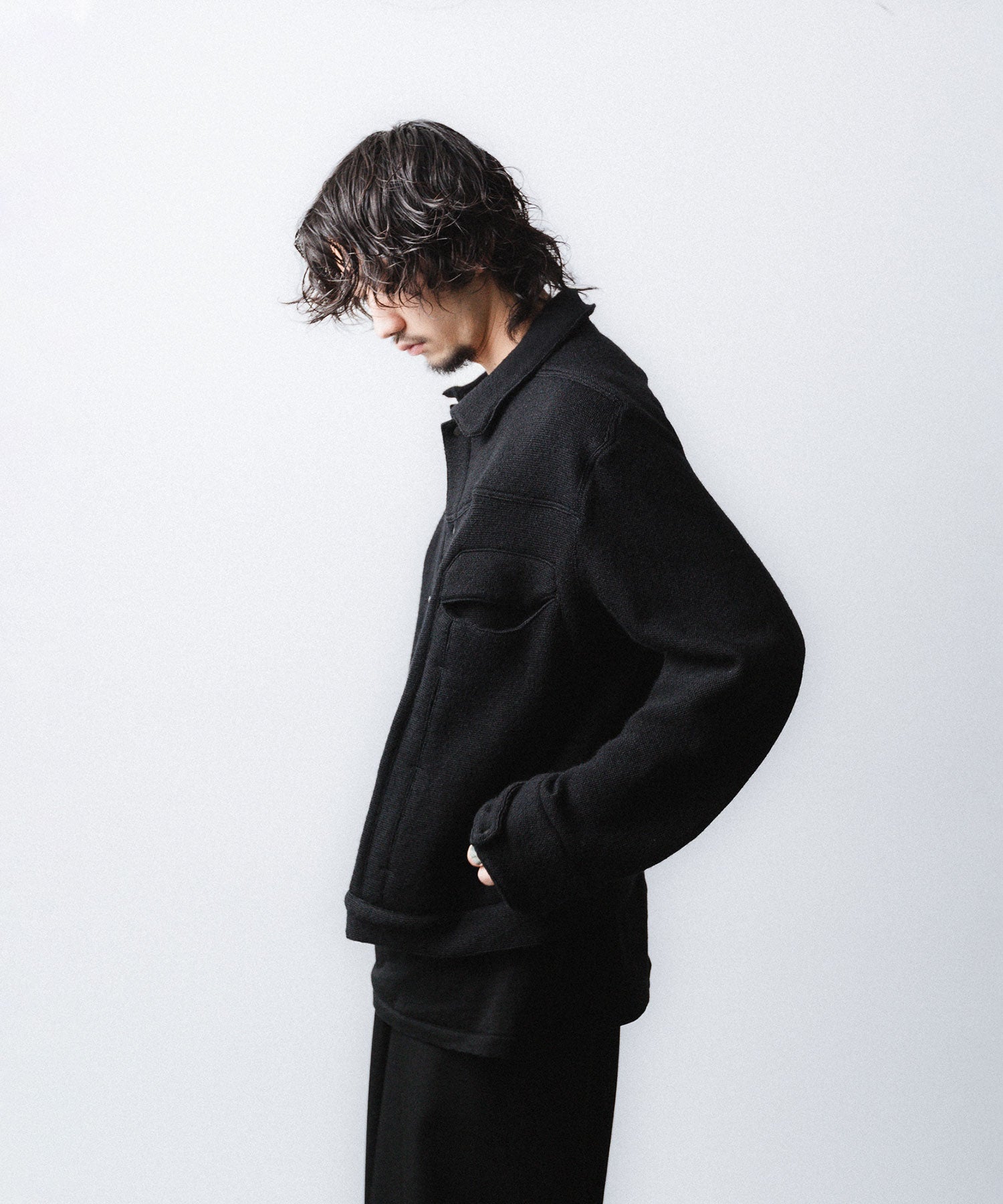OPPOSE DUALITY / オポーズデュアリティ】6 POCKET PANEL KNIT - BLACK