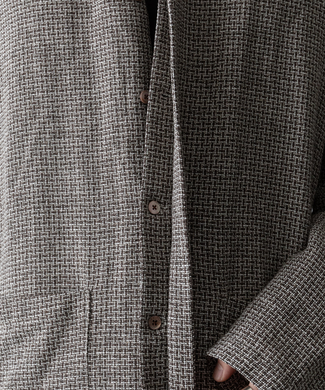 【INTÉRIM】   HYPER BIG VIRGIN WOOL LINEN BROWN MIX SHIRT JACKET - MIX