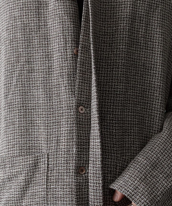 【INTÉRIM】   HYPER BIG VIRGIN WOOL LINEN BROWN MIX SHIRT JACKET - MIX