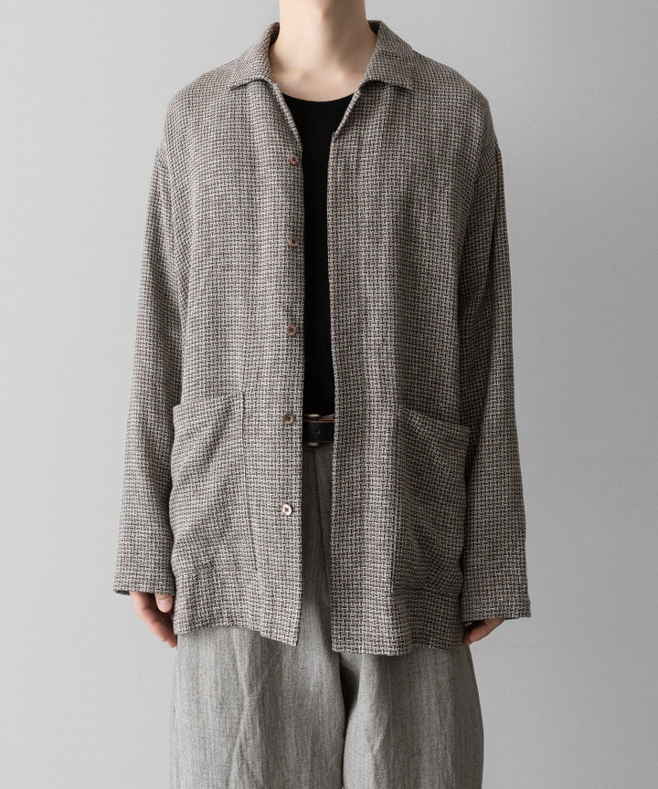 【INTÉRIM】   HYPER BIG VIRGIN WOOL LINEN BROWN MIX SHIRT JACKET - MIX