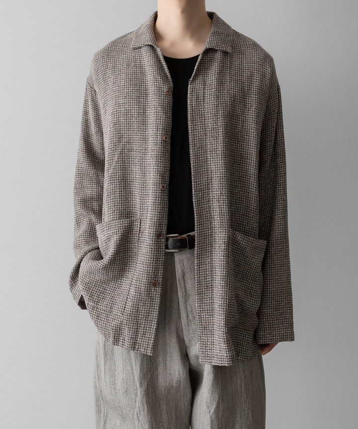 【INTÉRIM】   HYPER BIG VIRGIN WOOL LINEN BROWN MIX SHIRT JACKET - MIX