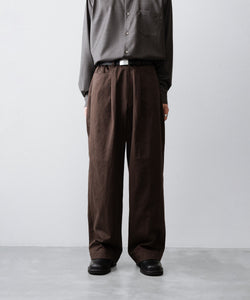 ssstein / シュタイン】BRUSHED CHINO ONE TUCK WIDE PANTS - BROWN