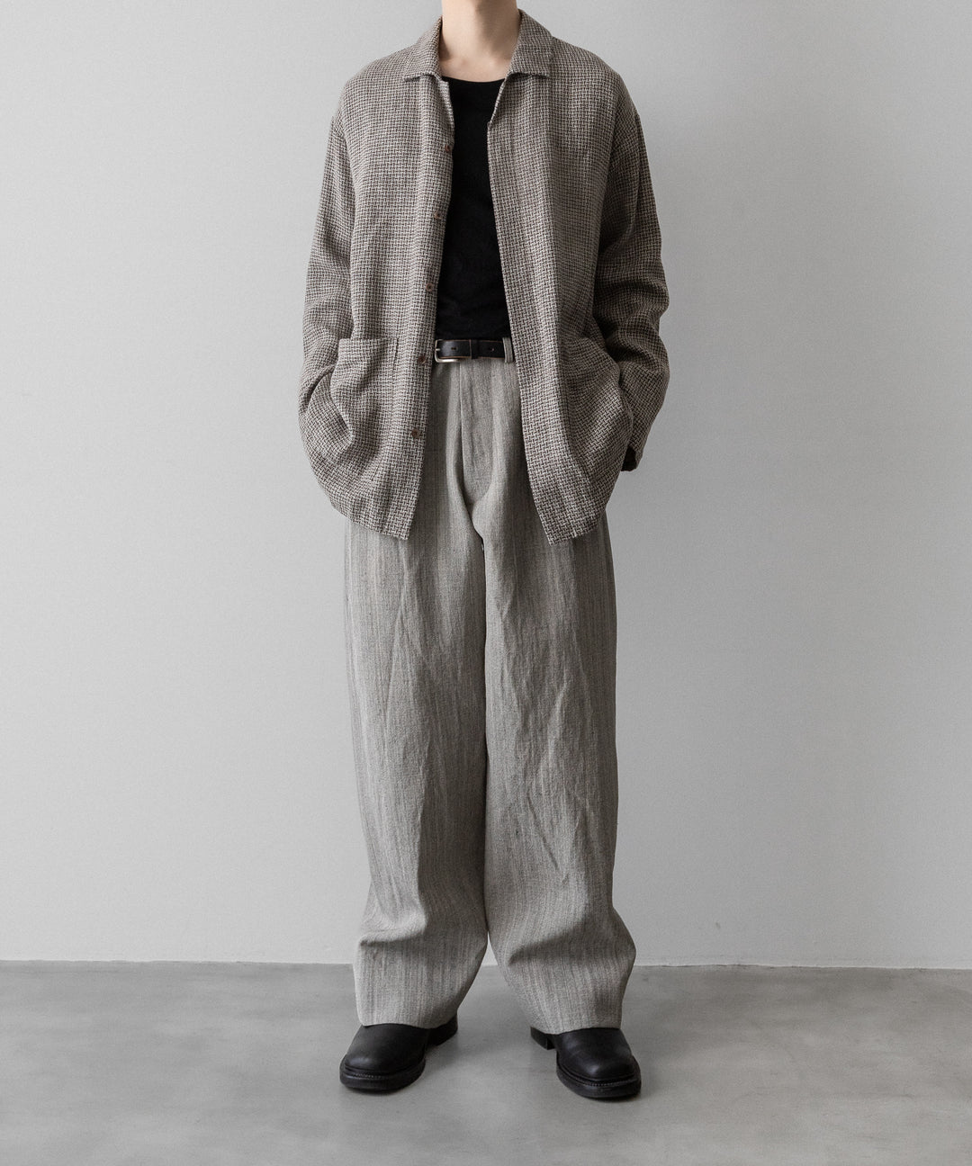 【INTÉRIM】   HYPER BIG VIRGIN WOOL LINEN BROWN MIX SHIRT JACKET - MIX
