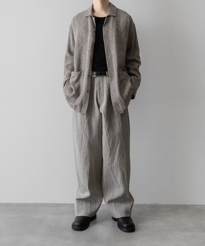 【INTÉRIM】   HYPER BIG VIRGIN WOOL LINEN BROWN MIX SHIRT JACKET - MIX