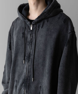 VEIN ヴェインのCO SWEAT DISTRESSED ZIP UP HOODIE - X.BLACKの公式通販サイトsession福岡セレクトショップ