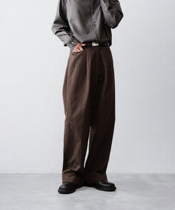 ssstein / シュタイン】BRUSHED CHINO ONE TUCK WIDE PANTS - BROWN