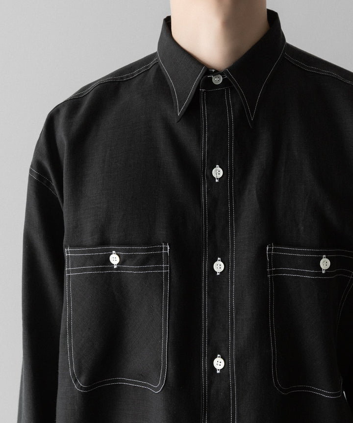 INTÉRIM(インテリム)のHYPER BIG LINEN OXFORD MILITARY WORK SHIRT - BLACK 公式通販サイトsession福岡セレクトショップ