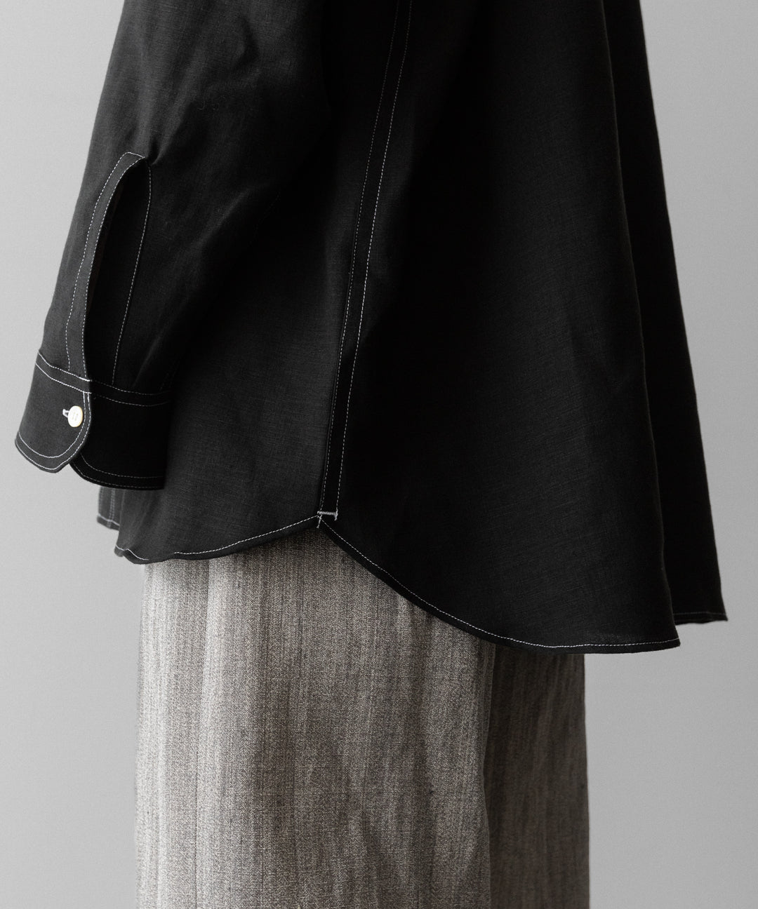 INTÉRIM(インテリム)のHYPER BIG LINEN OXFORD MILITARY WORK SHIRT - BLACK 公式通販サイトsession福岡セレクトショップ