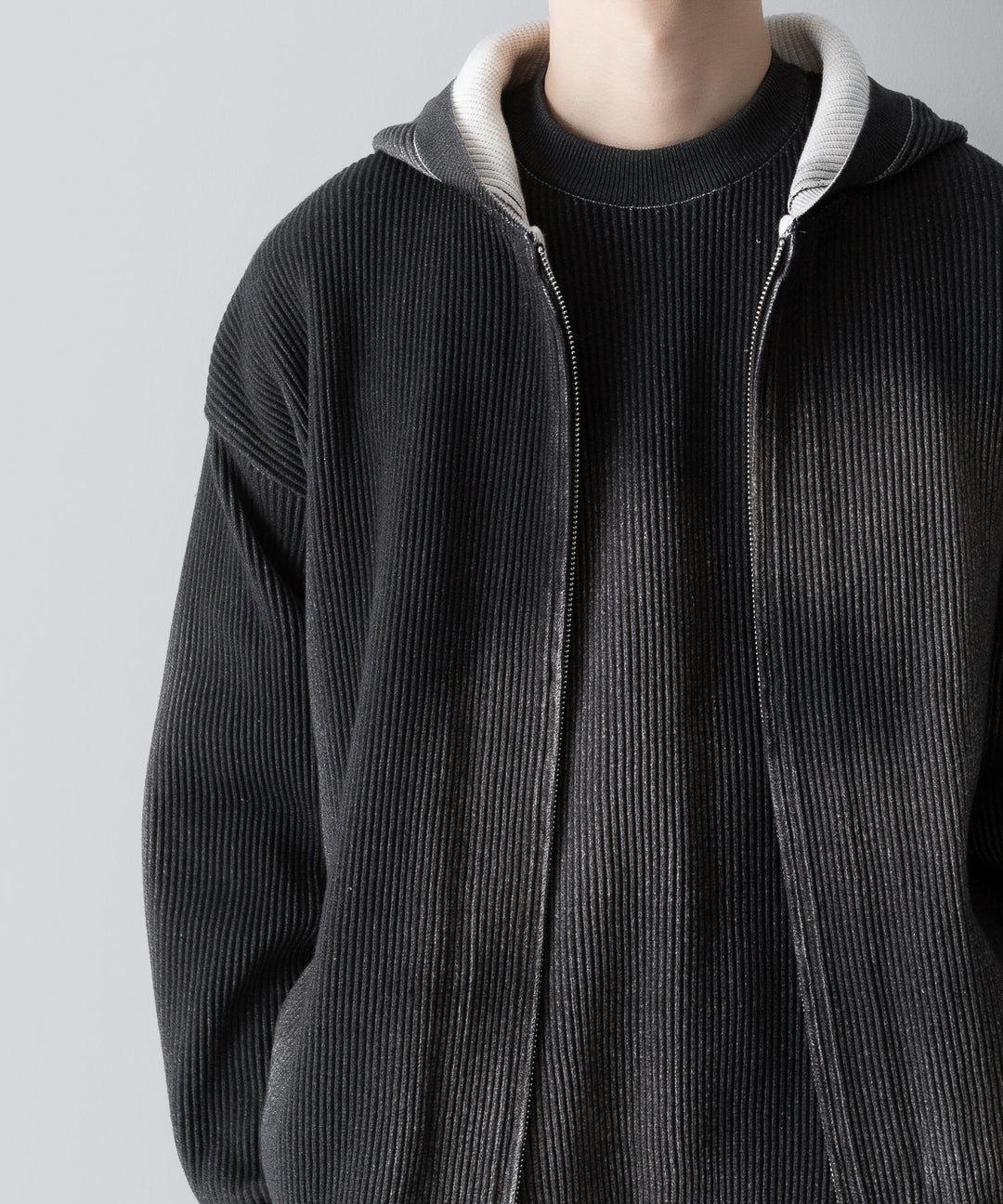 ssstein(シュタイン)のDISCOLORATION RIB KNIT ZIP HOODIE - GREYの公式通販サイトsession福岡セレクトショップ