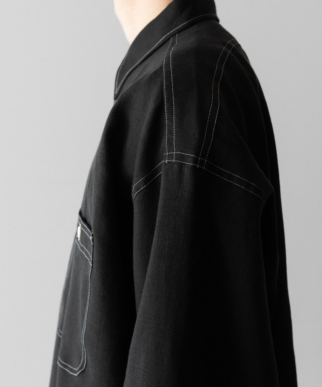 INTÉRIM(インテリム)のHYPER BIG LINEN OXFORD MILITARY WORK SHIRT - BLACK 公式通販サイトsession福岡セレクトショップ