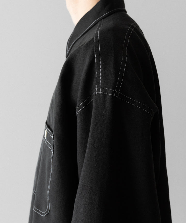 INTÉRIM(インテリム)のHYPER BIG LINEN OXFORD MILITARY WORK SHIRT - BLACK 公式通販サイトsession福岡セレクトショップ