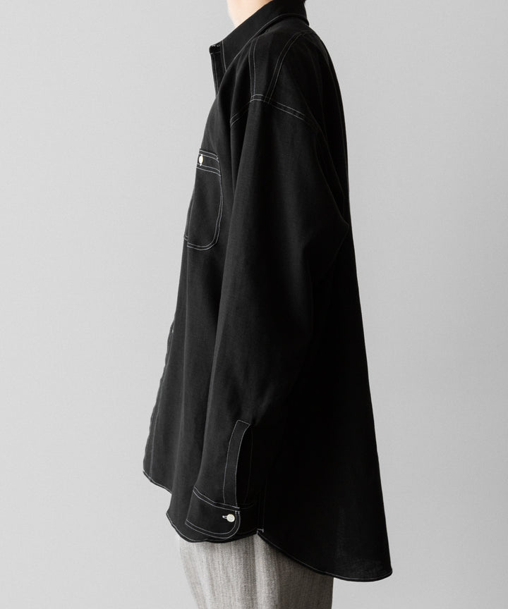 INTÉRIM(インテリム)のHYPER BIG LINEN OXFORD MILITARY WORK SHIRT - BLACK 公式通販サイトsession福岡セレクトショップ