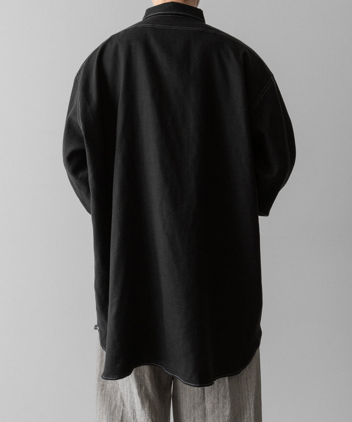 INTÉRIM(インテリム)のHYPER BIG LINEN OXFORD MILITARY WORK SHIRT - BLACK 公式通販サイトsession福岡セレクトショップ
