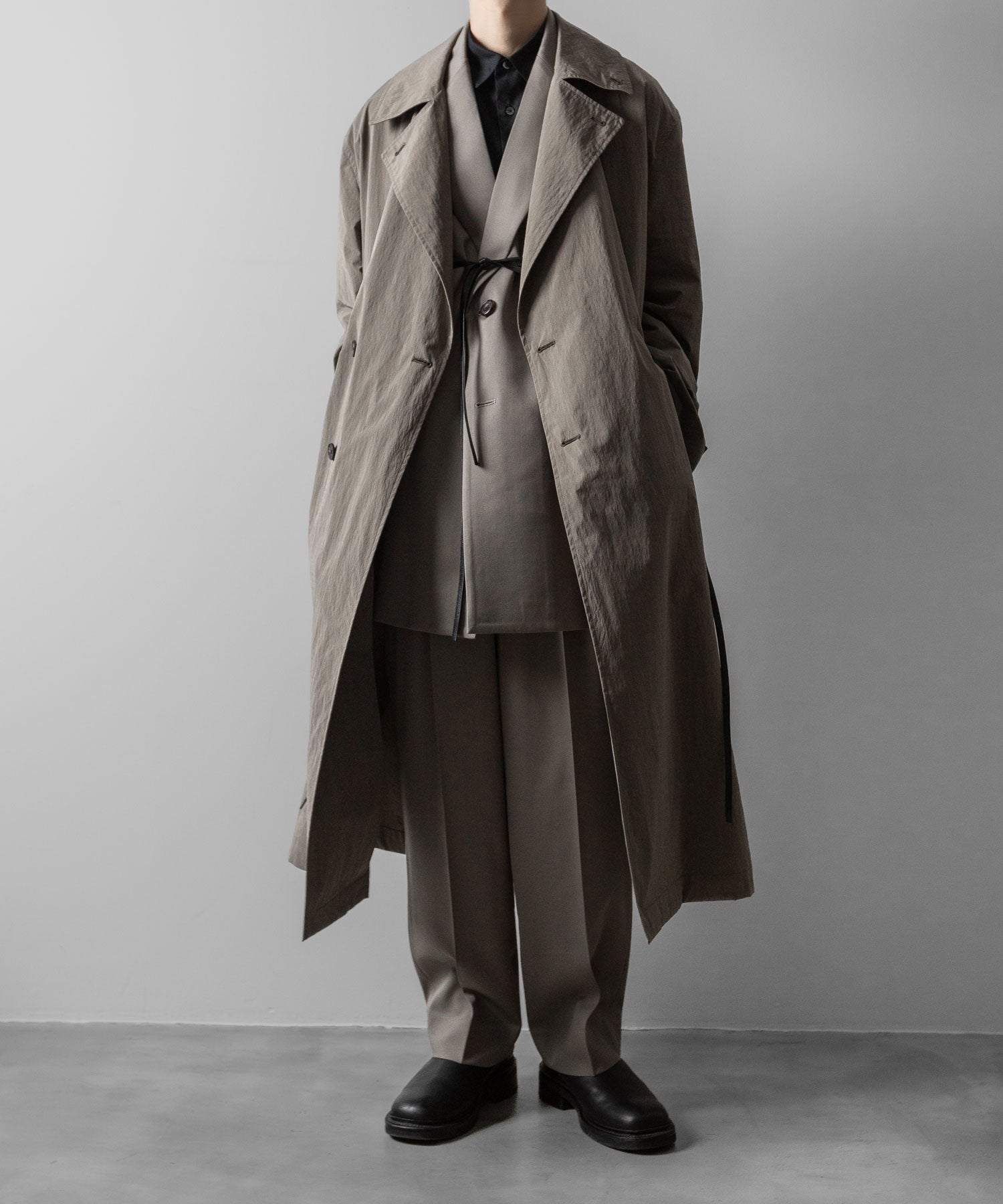 【ssstein】OVERSIZED SINGLE BREASTED LONG JACKET - TAUPE BEIGE