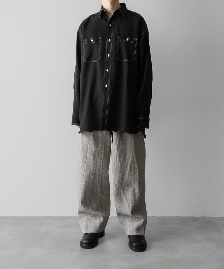 INTÉRIM(インテリム)のHYPER BIG LINEN OXFORD MILITARY WORK SHIRT - BLACK 公式通販サイトsession福岡セレクトショップ
