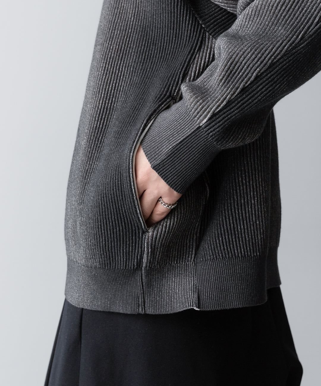 ssstein(シュタイン)のDISCOLORATION RIB KNIT ZIP HOODIE - GREYの公式通販サイトsession福岡セレクトショップ