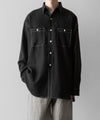 【INTÉRIM】    HYPER BIG LINEN OXFORD MILITARY WORK SHIRT - BLACK