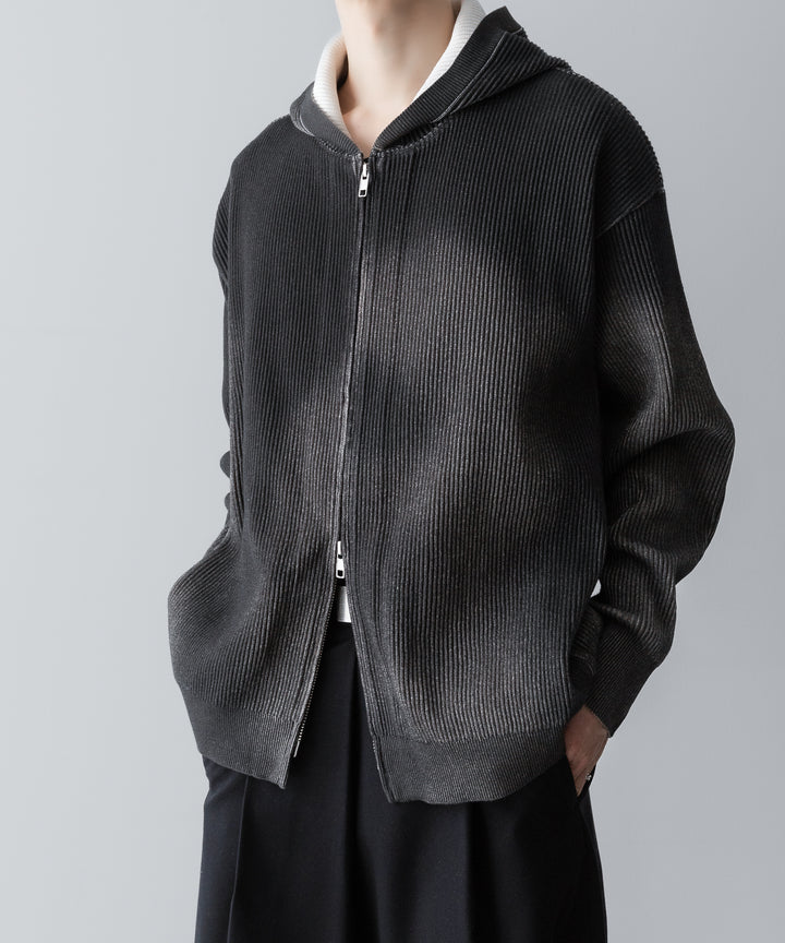 ssstein(シュタイン)のDISCOLORATION RIB KNIT ZIP HOODIE - GREYの公式通販サイトsession福岡セレクトショップ