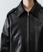 画像をギャラリービューアに読み込む, 【ANTHEM A】LAMB LEATHER MILITARY BLOUSON - BLACK
