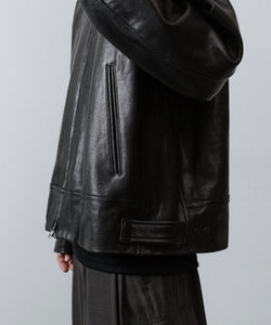 ANTHEM A / アンセムエー】LAMB LEATHER MILITARY BLOUSON - BLACK