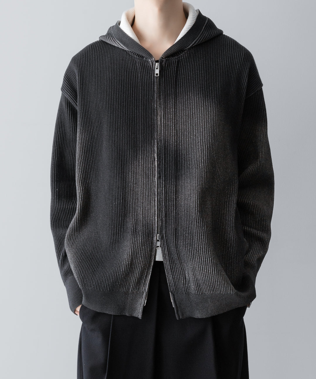 ssstein(シュタイン)のDISCOLORATION RIB KNIT ZIP HOODIE - GREYの公式通販サイトsession福岡セレクトショップ