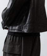 画像をギャラリービューアに読み込む, 【ANTHEM A】LAMB LEATHER MILITARY BLOUSON - BLACK
