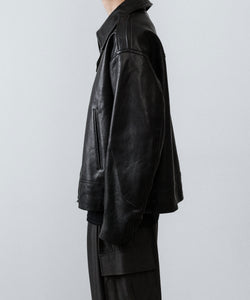 ANTHEM A / アンセムエー】LAMB LEATHER MILITARY BLOUSON - BLACK