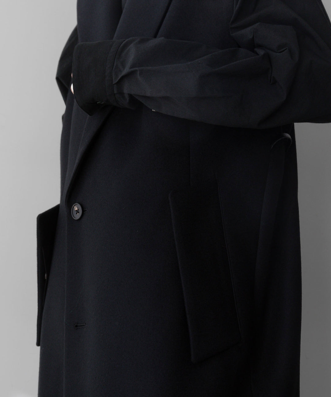 【stein】シュタイン 24ss NO SLEEVE LONG COAT - BLACK (MELTON) sessionセッション福岡セレクトショップ 公式通販サイト