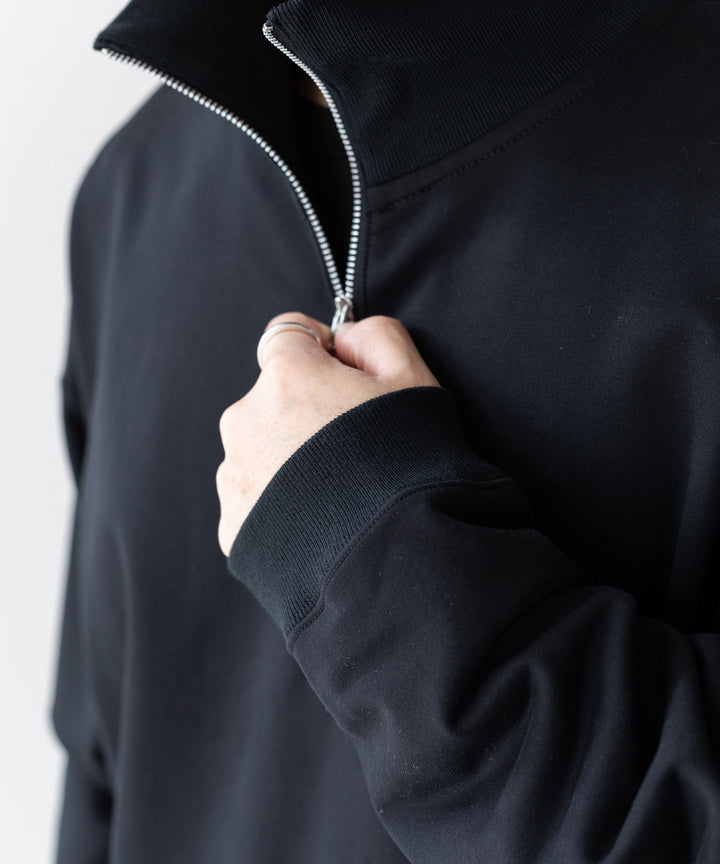 【KANEMASA PHIL.】EXCLUSIVE - 36G SUPER FINE GAUGE HALF ZIP PULLOVER - BLACK