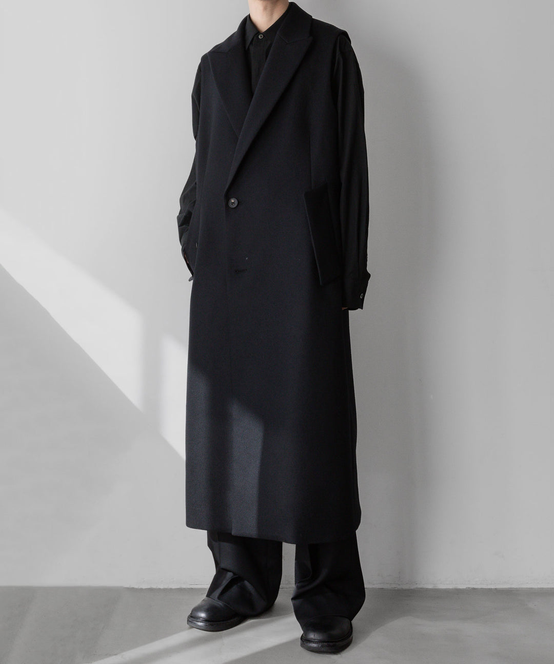 【stein】シュタイン 24ss NO SLEEVE LONG COAT - BLACK (MELTON) sessionセッション福岡セレクトショップ 公式通販サイト