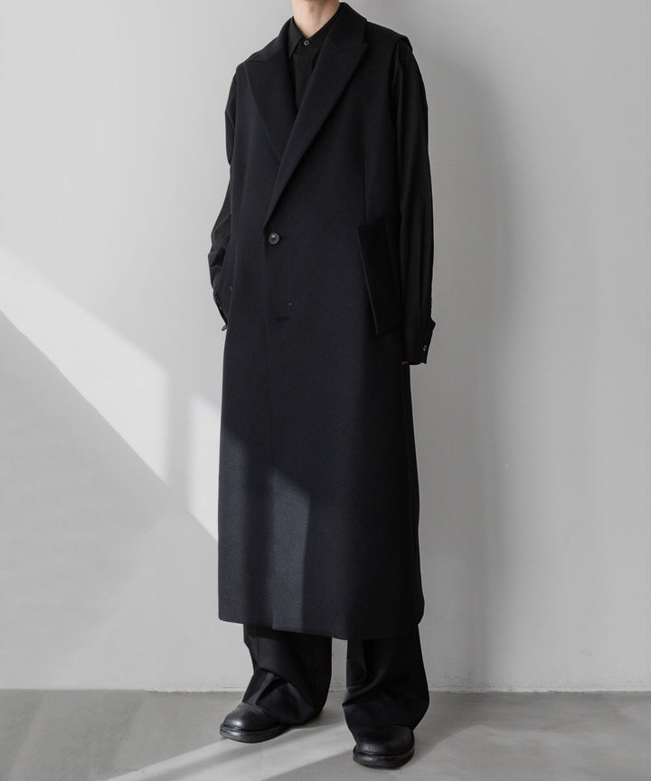 【stein】シュタイン 24ss NO SLEEVE LONG COAT - BLACK (MELTON) sessionセッション福岡セレクトショップ 公式通販サイト