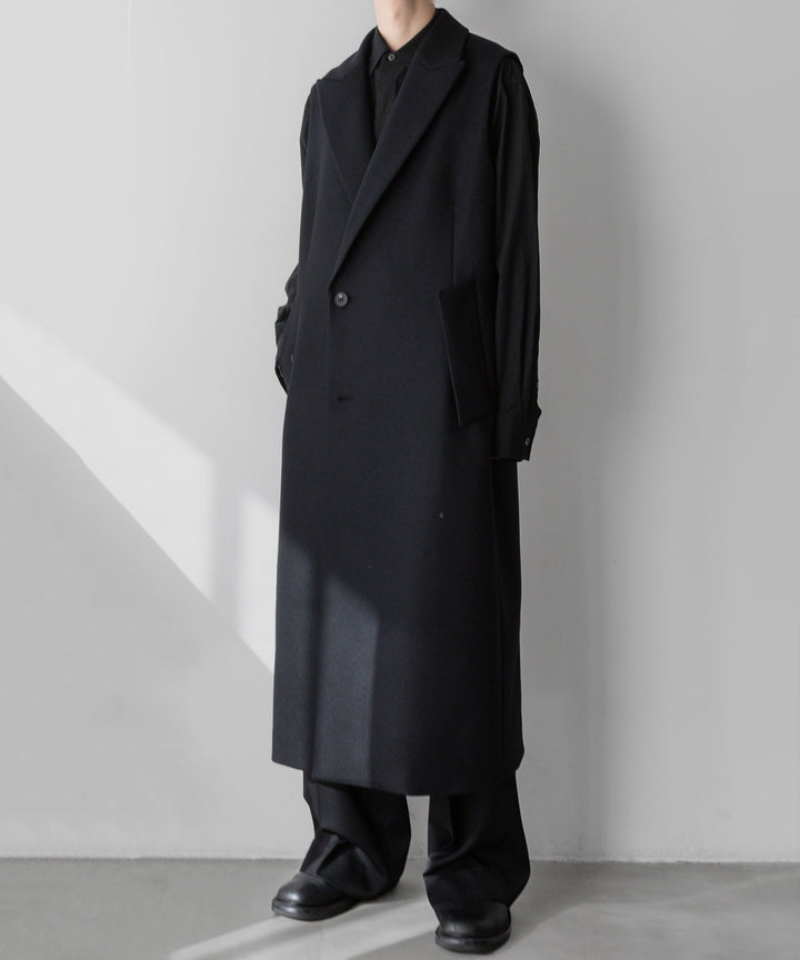 【stein】シュタイン 24ss NO SLEEVE LONG COAT - BLACK (MELTON) sessionセッション福岡セレクトショップ 公式通販サイト