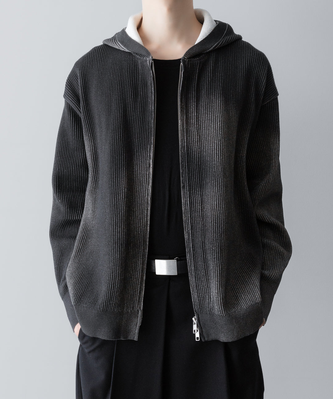 ssstein(シュタイン)のDISCOLORATION RIB KNIT ZIP HOODIE - GREYの公式通販サイトsession福岡セレクトショップ