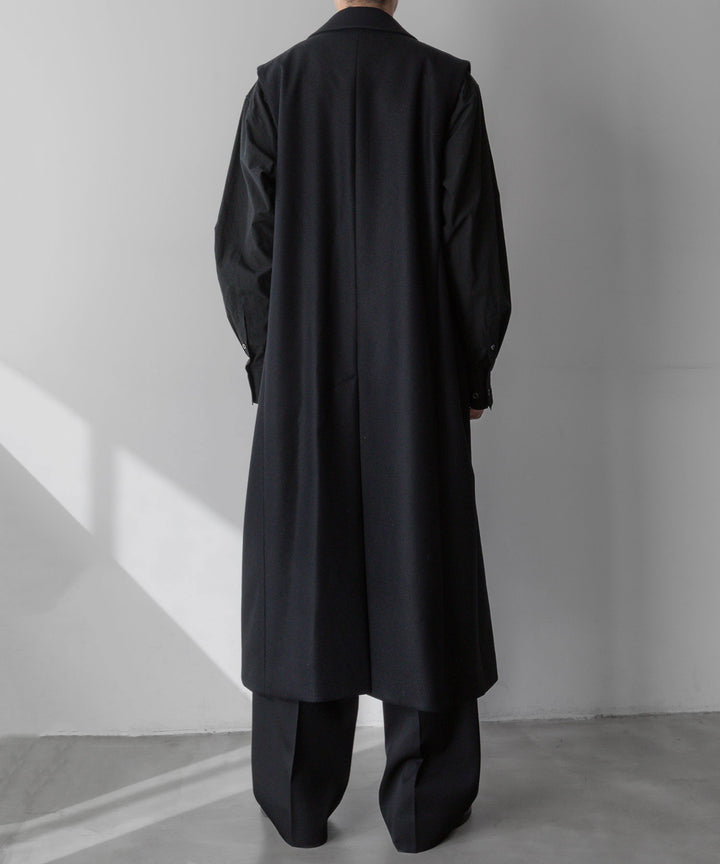 【stein】シュタイン 24ss NO SLEEVE LONG COAT - BLACK (MELTON) sessionセッション福岡セレクトショップ 公式通販サイト