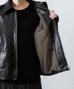 画像をギャラリービューアに読み込む, 【ANTHEM A】LAMB LEATHER MILITARY BLOUSON - BLACK
