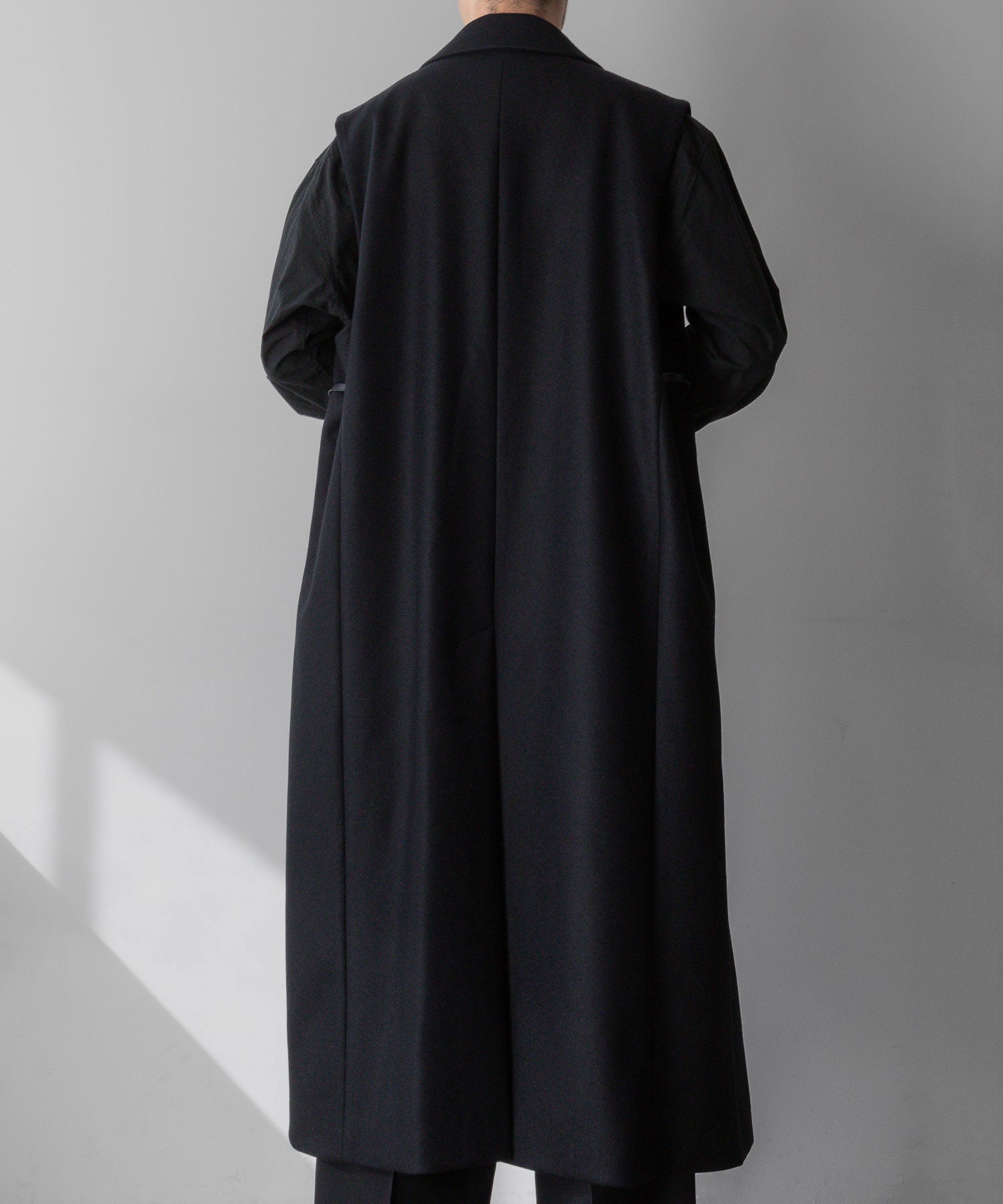 【stein】シュタイン 24ss NO SLEEVE LONG COAT - BLACK (MELTON) sessionセッション福岡セレクトショップ 公式通販サイト