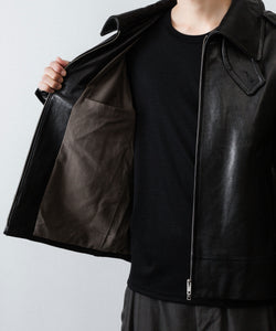 ANTHEM A / アンセムエー】LAMB LEATHER MILITARY BLOUSON - BLACK