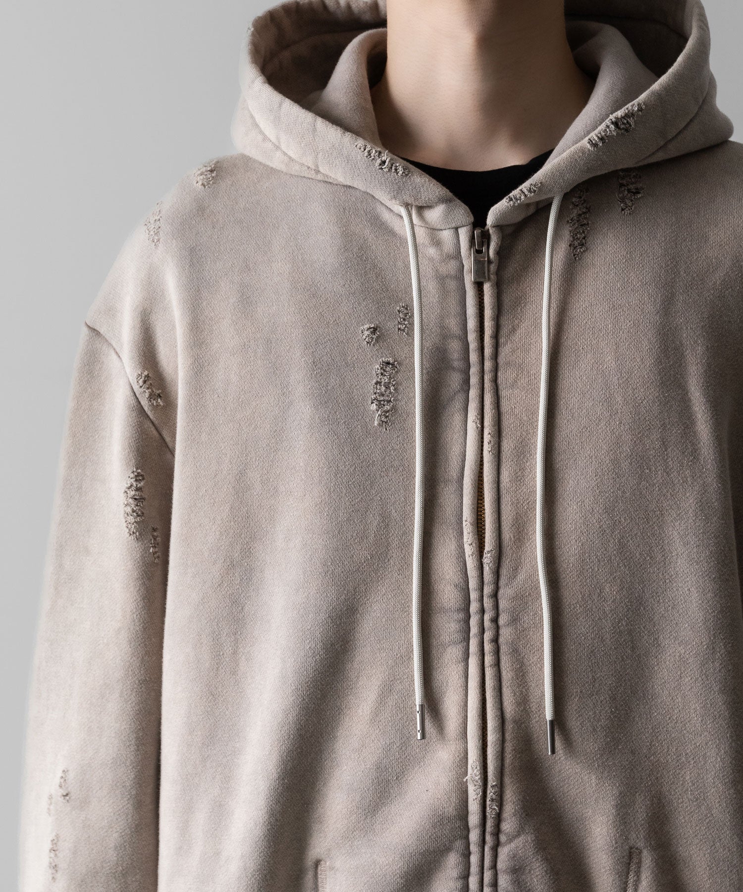 VEIN ヴェインのCO SWEAT DISTRESSED ZIP UP HOODIE - X.GRAYの公式通販サイトsession福岡セレクトショップ