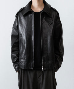 ANTHEM A / アンセムエー】LAMB LEATHER MILITARY BLOUSON - BLACK